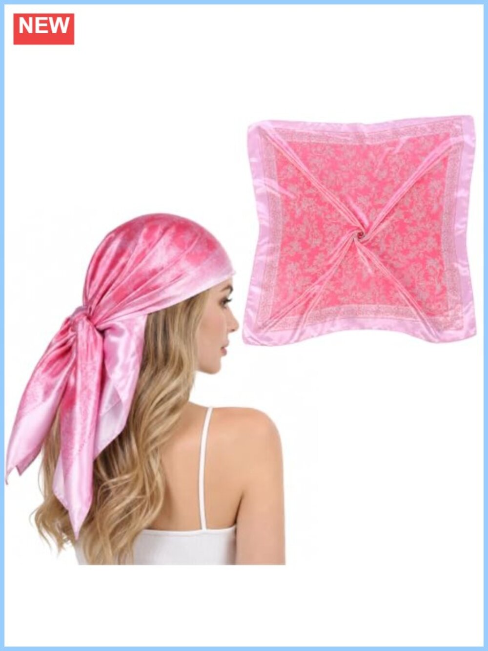 Satin Head Scarf Square Oversized Bandana Floral Hair Wrap